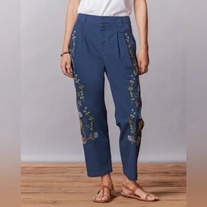 Sundance Garden Grand Pants Barrel Midnight Blue Floral Embroidered